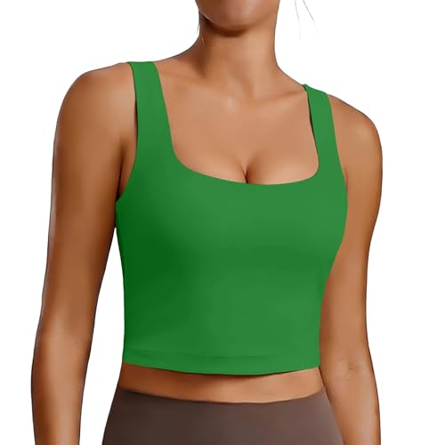 Image of PINSPARK Sports Bra for Women Square Neck Longline Tank Top with Built in Bra