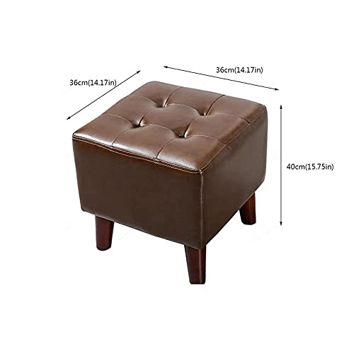 Repose-pieds ottoman marron en polyuréthane petit banc 36cm