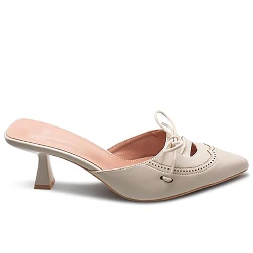 Beauty Cry Heel Mules with Bow Tie Backless Low Kitten Heel Pumps2