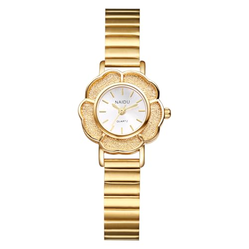 Montre analogique Petite femme en acier au design floral épuré