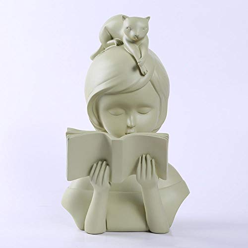 DERBUT Giardino e giardinaggio Mezza lunghezza Ragazza Lettura Libro Mestieri in Resina Casa Soggiorno Decorazione Decorazione-C_30*19 * 18Cm