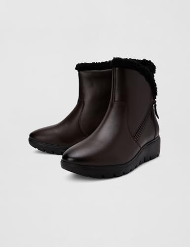 Image of ELLE Women's Ankle Boots with Faux-Fur Trim and Side Zipper Closure