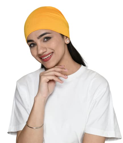 Image of The Headscarves Women Silky Soft Bamboo Viscose Sleep Cap for Hair Loss Chemo Headwear Skull Cap Free Size (Multicolor) (HS3 Multicolor)