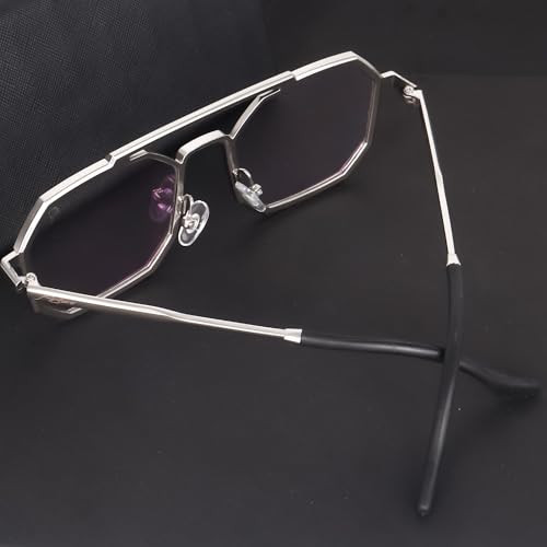 Image of Hexagon Round Sunglasses Metal Frame Stylish Goggles For Men's and Women's