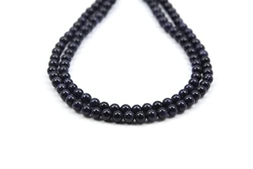Qiwan Natural Round Loose Beads Jewelry Making Diy Bracelet Necklace Material 1 Strand 15 Inches (6Mm, Natural Blue Sand Golden Gem) #TOP1