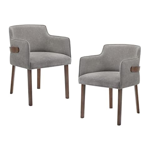 Limari Home Vivian Dining Side Chair (Set of 2), Walnut/Grey Cover