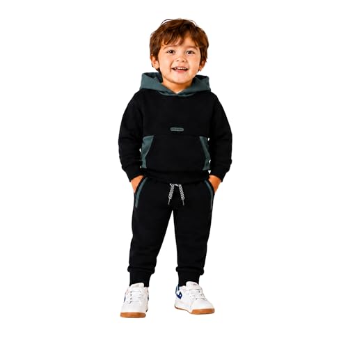 Image of Volcom Infant Toddler Baby Boys Joggers Set - 2 Piece Fleece Pullover Hoodie and Jogger Pants Activewear Set (Sizes: 12M-7)