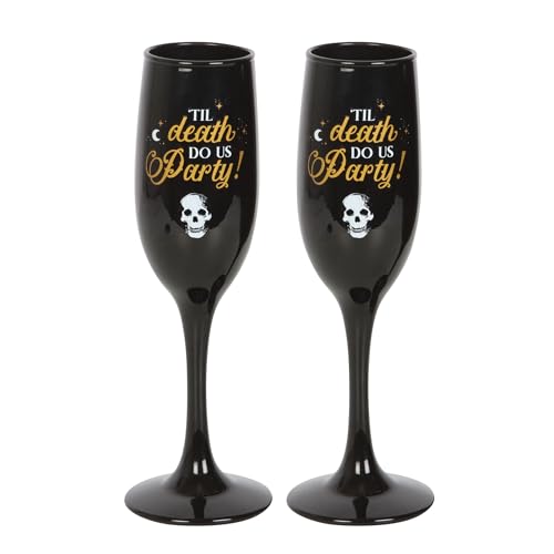 Something Different Wholesale Til Death Do Us Party Champagne Flute Set - Gothic Wedding Gifts, Unique Anniversary Presents, Celebration Decor from Gothic Gifts
