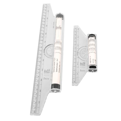 Frcolor 2個 多機能透明平行定規 軽量衝撃プラスチック製 測定ローリング定規 角 水平線 弧描画用 学生 デザイナー向け