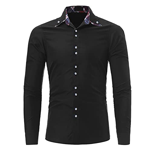 Men's Classic Lined Colorful Casual Slim Long Sleeve Shirt Business Dress Shirt Button Down Shirt Plaid Collar3