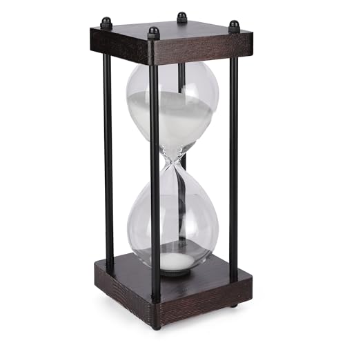 PROLOSO Large Vintage Wooden Sandglass Timer 15 Minutes Big Antique Hourglass for Home Office Desk Retro Sand Watch Clock Decorations