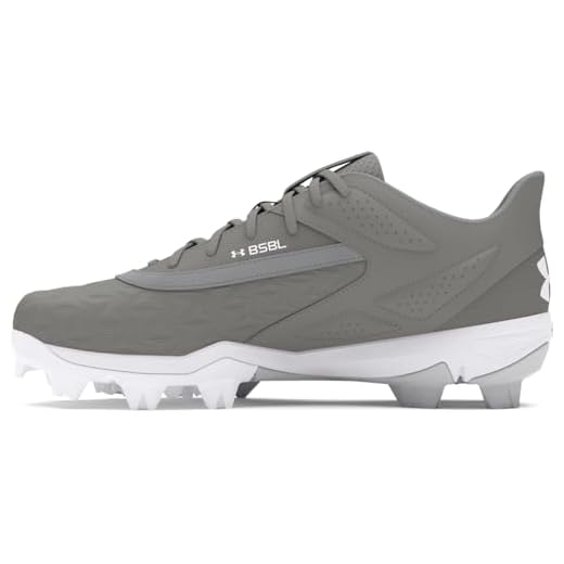Under Armour Boys' Leadoff Low RM JR 3.0, (102) Baseball Gray/Baseball Gray/White, 4, US