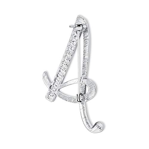 Image of Bling Jewelry Large Statement ABC Pave Crystal Cursive Script Monogram Letters Alphabet Initial Scarf Lapel Pin Brooch For Teen Women Rose, Yellow Gold Silver Plated