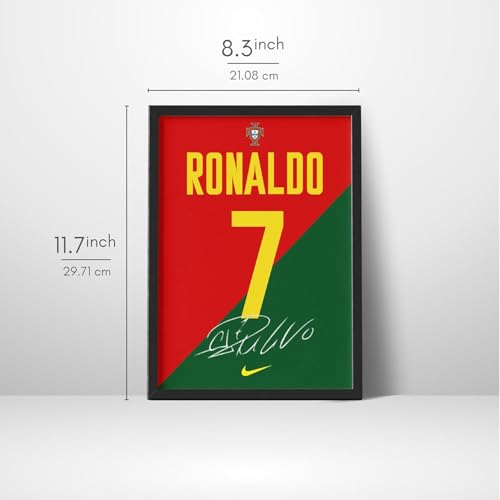 Image of Posternet Cristiano Ronaldo Jersey Poster with Frame | Football Wall Art for Bedroom, Living Room & Gaming Setup | Premium Acrylic Front | HD Sports Wall Decor | 8 x 12 Inch Ready to Hang Gift for Football Fans