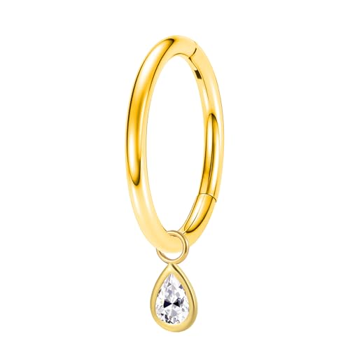 TFENY SJGF 316L 16G Clicker Rook Earrings Gold Plated Rook