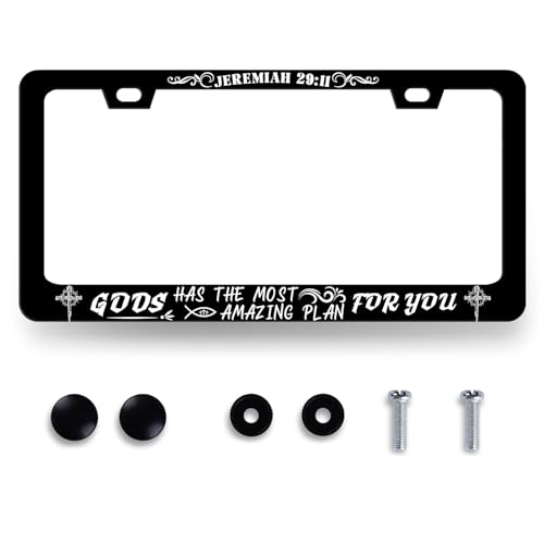 Christian License Plate Frame Jeremiah 29:11 God Has The Most Amazing Plan for You License Plate Holders Funny Stainless Steel Car Bracket Universal Auto Accessory License Plate Frames 6.2x12.2 Inch