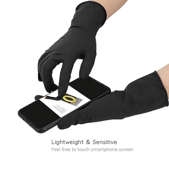 Segbeauty Hair Dye Gloves, 20 Counts Black Reusable Hair Color Gloves Professional Washable Rubber Glove Hair Coloring Accessories for Home Cleaning Hair Dye Salon Highlighting - Medium