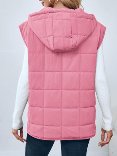 Saodimallsu Womens Quilted Puffer Vest Sleeveless Hoodies Fall Winter Tops with Kangaroo Pockets