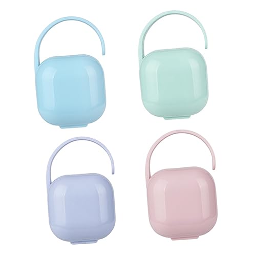 GARVALON Pacifier Container Lidded Box 4pcs Holder Baby Pacifier Storage Case Portable Soother Organizer