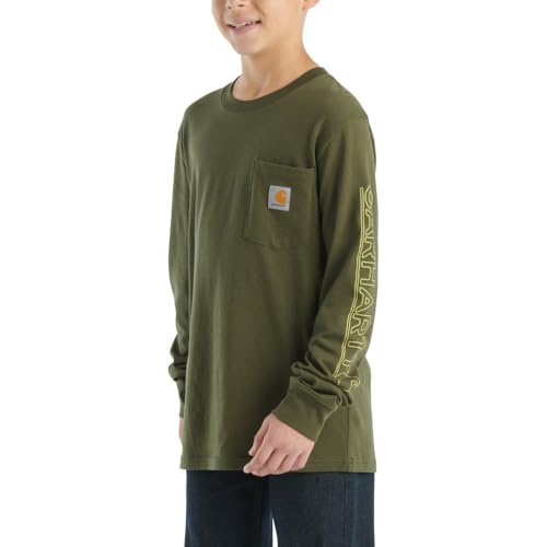Carhartt Kid's CA6596 Long-Sleeve Pocket T-Shirt - Boys - 3 Toddler - Olive