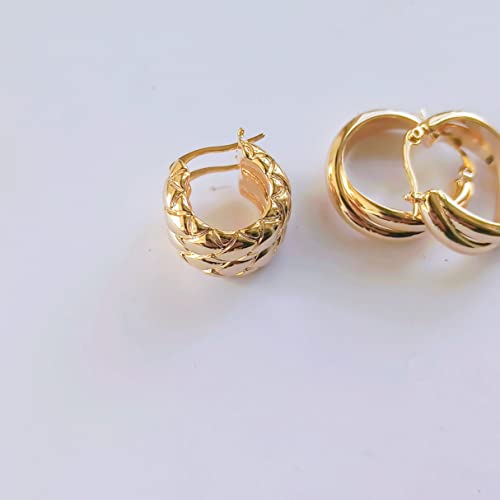Roslynd Twisited Gold Chunky Hoop Earrings For Women 14K Gold Plated High Polished Lightweight Hoops For Girls Fashion Jewelry #TOP4