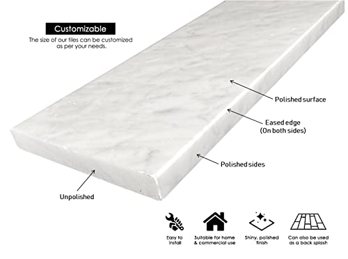 Tenedos Carrara Marble Threshold (Marble Saddle) - Polished - (6 X 48) #TOP2