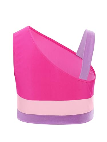 TiaoBug Kids Girls Gymnastics Dance Outfit Color Block Short Sleeves Cropped Hoodie with Vest Shorts Set4