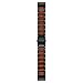 LDFAS Fenix 8/7/6 Pro/5 Band, Natural Wood Red Sandalwood Black Stainless Steel Metal Watch Band, 22mm Quick Easy Fit Strap Compatible for Garmin Fenix E/7/Forerunner 935/945 Bands