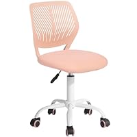 Desk Chair Armless for Kids, Height Adjustable Small Study Computer Task Chair for Student Children Teens with Wheels, Small Office Chair Compact Rolling with Mesh Cushion and Plastic Low-Back, Rose