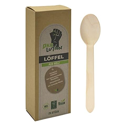 Ökolution Holzlöffel Einweg-Besteck Einweg-Löffel aus Holz, 25 Stück, mit Carnauba-Wachs überzogen, FSC-Zertifiziert, in umweltfreundlicher Verpackung Cover