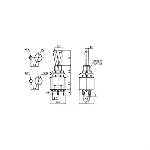 Interrupteur à bascule MTS-203 DPDT 6 Pin ON-ON 6A 125VAC