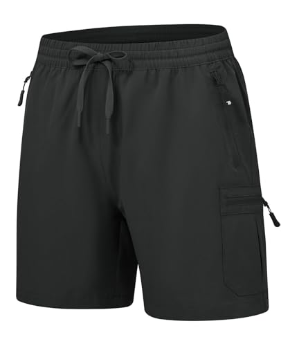 YSENTO Damen Wanderhose Kurz Sommer Leichte Cargohose Sporthose Arbeitshose Schnelltrocknend Atmungsaktiv Outdoor Shorts(Schwarz M)