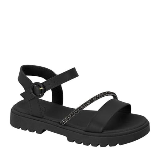 Sandália Infantil Menina Molekinha Papete Tira Brilhante Preto 26