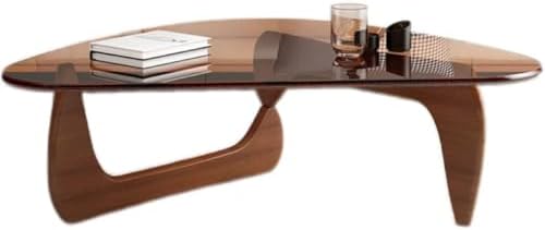 Mesa de Café Triangular, Vidrio Templado y Madera Sólida, Diseño ...