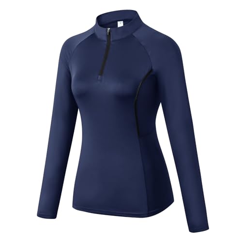 Women's Quarter Zip Long Sleeve Sports Shirts Athletic Hiking Running Undershirt Workout Base Layer Tops3
