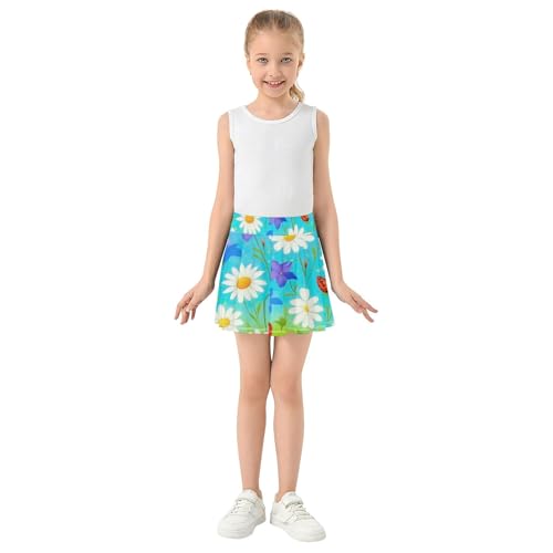 Toddlers Tennis Skirts Wildflowers Colorful Spring Athletic Shorts Girls Skorts Clothes Teen Cheer 4t3
