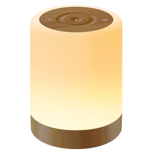 Auxmir Nachttischlampe Nachtlicht Touch Dimmbar, 3000mAh Tischlampe Kabellos USB Aufladbar mit 256 RGB Farben 5 Modi, Timing Funktion, LED Stilllicht...
