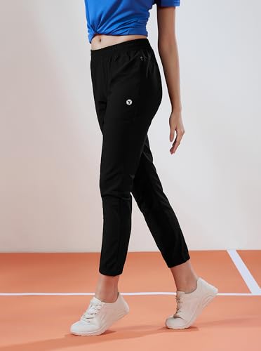 Image of TECHNOSPORT Women's Relaxed Fit Active Sports Joggers with DURACOOL Technology Mid Rise Drawstring Track Pants with Pockets Moisture Wicking Polyester Athleisure Workout Running Lounge Wear