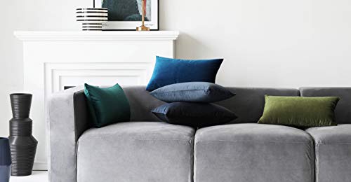 Image of Mixhug Set of 2 Cozy Velvet Rectangle Decorative Throw Pillow Covers for Couch and Bed, Midnight Blue, 12 x 20 Inches