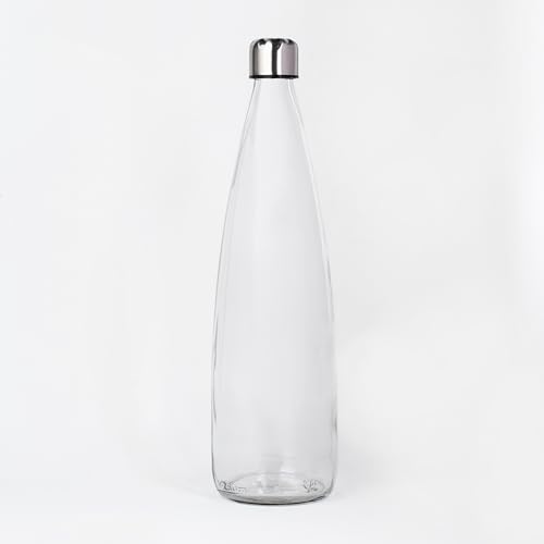 Image of Glassbunny Glass Water Bottle 750 ml with Stainless Steel Lid | Leak Proof Airtight Transparent Drinking Bottle for Juice, Smoothie & Infused Drinks | Reusable Fridge Kitchen Travel Bottle | Pack of 2