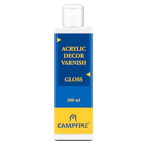 Image of Campfire Acrylic Decor High Gloss Varnish for Art, Craft, Canvas, Wood & DIY Projects | Fast Drying Gloss Varnish with 20 Minutes Settle Time for Best Results (After Dry Transperent, 200 ml)