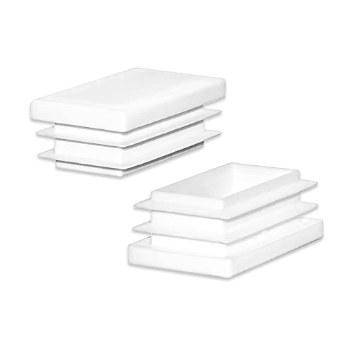Image of Flyshop 8 PCS Tube Chair Glide Rectangle Tubing End Cap White Plastic Plug Pipe Inserts 30 x 50 mm, 1-3 /16 inch x 2 inch