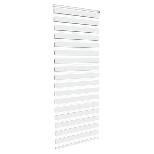Aufun Doppelrollo Klemmfix ohne Bohren 90 x 220 cm (B x L) Klemmrollo Sonnenschutzrollo Fensterrollo mit Kettenzug für Fenster & Türen, Zebrarollo Seitenzugrollo Moderner Sichtschutz, Weiß