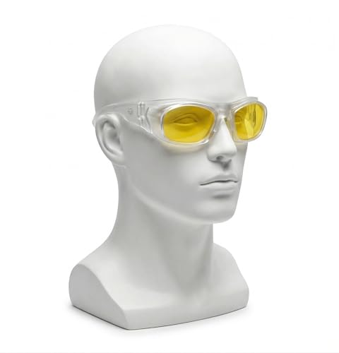 Image of THUNDERSTORM Safety Goggles Eye Protection Anti Pollution Eyewear For Multipurpose Riding Motorcycle Cycling Scratch Resistant UV Protected Glasses for Men & Women (Matte White with Yellow Lens)