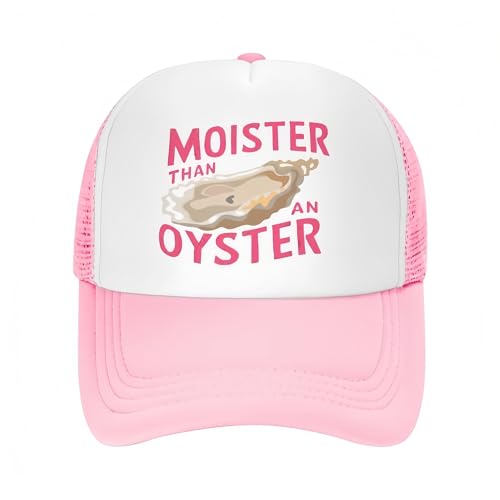 Moister Than an Oyster Funny Trucker Hats for Adult Humor Inappropriate Trucker Hats Hot Pink Funny Trucker Hat for Women and Men