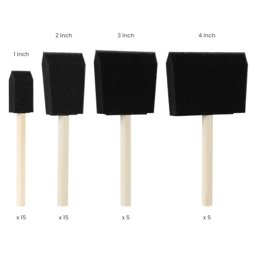 Oodles of Brushes 40 Assorted Sizes Foam Brushes Bulk - Economical Brushes for Art, Craft, Hobby, and Home - Perfect for Painters, Students, Arts & Crafts, & More!