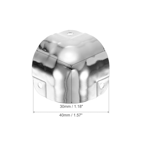 Image of uxcell 20 Pcs Decorative Box Corner Cover, 30mm Metal Edge Guard, Furniture Corner Edges Protector, Silver