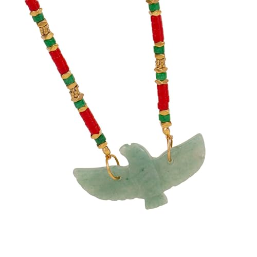 Pendentif oiseau en collier de perles naturelles, cadeau artistique idéal