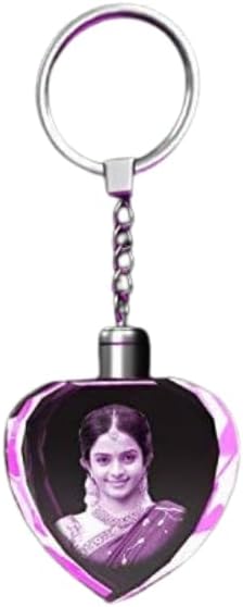 Personalized Laser Engraved Heart Shape Crystal Keyring or Keychain With LED lights