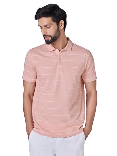 Image of XYXX Iinea Men's Stripe Cotton T-Shirt | Polo Collor Tshirts | Half Sleeves | Stripe-Slim Fit